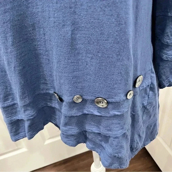 Erin London Blue Ruffle and button detailing popover long sleeve shirt - Picture 7 of 9